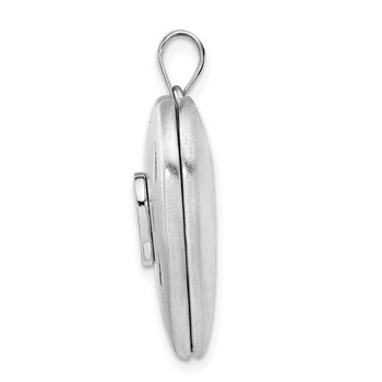 Sterling Silver Rhodium-plated Satin Diamond & Vibrant CZ Heart Locket — alternate view