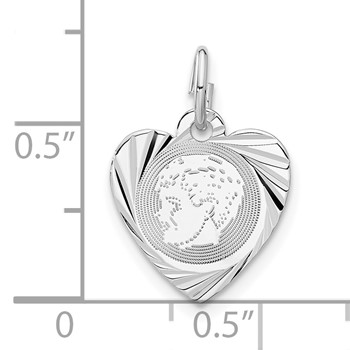 Sterling Silver Engravable Boy Heart Disc Charm — alternate view