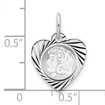 Sterling Silver Engravable Girl Heart Disc Charm — alternate view
