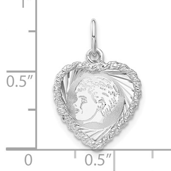 Sterling Silver Engravable Boy Heart Disc Charm — alternate view