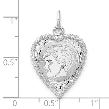 Sterling Silver Engravable Boy Heart Disc Charm — alternate view
