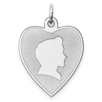 Sterling Silver Rhodium-plated Engravable Boy Disc Charm