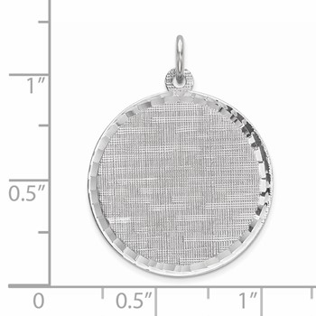 Sterling Silver Rhod-plated Eng. Rnd Patterned Polish Front/Satin Back Disc — alternate view