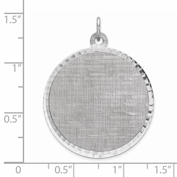 Sterling Silver Rhod-plated Eng. Rnd Patterned Polish Front/Satin Back Disc — alternate view