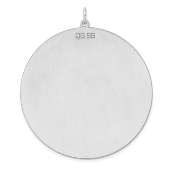 Sterling Silver Rhod-plated Eng. Rnd Polish Front/Satin Back Disc Charm — alternate view