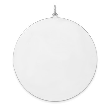 Sterling Silver Rhod-plated Eng. Rnd Polish Front/Satin Back Disc Charm
