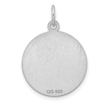 Sterling Silver Rhod-plated Eng. Rnd Polish Front/Satin Back Disc Charm — alternate view