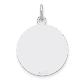 Sterling Silver Rhod-plated Eng. Rnd Polish Front & Back Disc Charm — alternate view