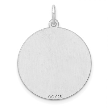 Sterling Silver Rhod-plated Eng. Rnd Polish Front/Satin Back Disc Charm — alternate view
