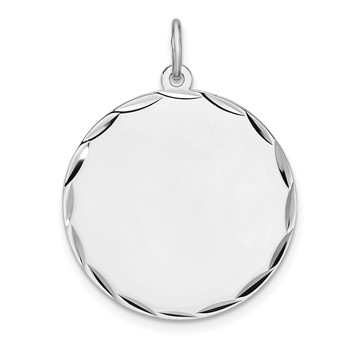 Sterling Silver Rhod-plated Eng. Rnd Polish Front/Back Disc Charm