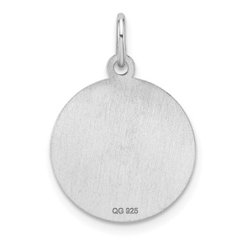 Sterling Silver Rhod-plated Eng. Rnd Polish Front/Satin Back Disc Charm — alternate view