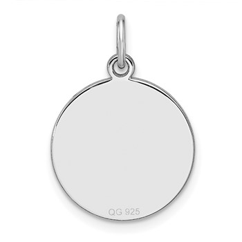 Sterling Silver Rhod-plated Eng. Rnd Polish Front/Back Disc Charm — alternate view