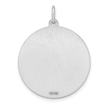 Sterling Silver Rhod-plated Eng. Rnd Polish Front/Satin Back Disc Charm — alternate view