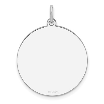 Sterling Silver Rhod-plated Eng. Rnd Polish Front/Back Disc Charm — alternate view
