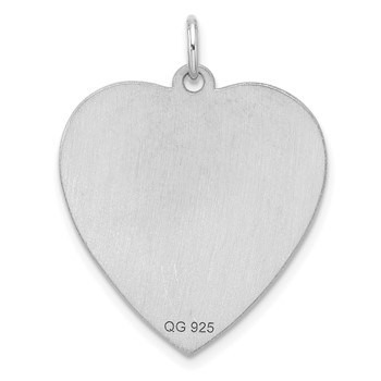 Sterling Silver Rhod-plated Eng. Heart Polish Front/Satin Back Disc Charm — alternate view