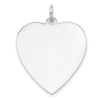 Sterling Silver Rh-plt Engraveable Heart Polished Front/Back Disc Charm