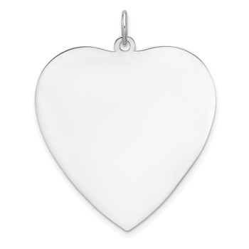 SS Rh-plt Engraveable Heart Polished Front/Satin Back Disc Charm