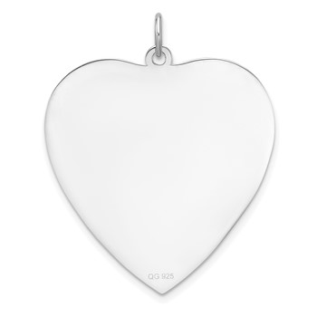 Sterling Silver Rh-plt Engraveable Heart Polished Front/Back Disc Charm — alternate view