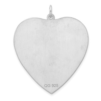 Sterling Silver Rhod-plated Eng. Heart Polish Front/Satin Back Disc Charm — alternate view