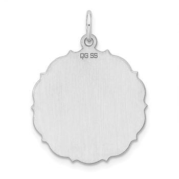 Sterling Silver Rh-plt Engraveable Polished Front/Satin Back Disc Charm — alternate view