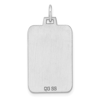 Sterling Silver Rhod.-plated Eng. Rect. Polish Front/Satin Back Disc Charm — alternate view