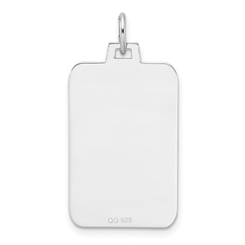 Sterling Silver Rhod.-plated Eng. Rect. Polish Front/Back Disc Charm — alternate view