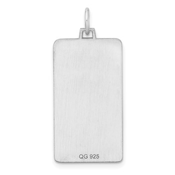 Sterling Silver Rhod-plate Eng. Rect. Polish Front/Satin Back Disc Charm — alternate view