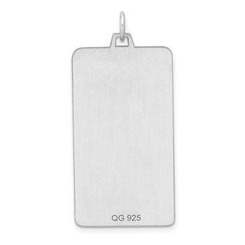 Sterling Silver Rhod-plate Eng. Rect. Polish Front/Satin Back Disc Charm — alternate view