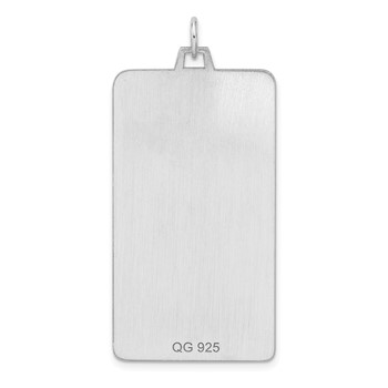 Sterling Silver Rhod-plate Eng. Rect. Polish Front/Satin Back Disc Charm — alternate view