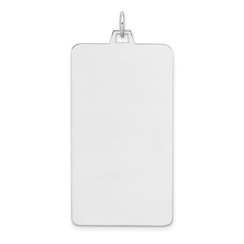 Sterling Silver Rhod-plate Eng. Rect. Polish Front and Back Disc Charm