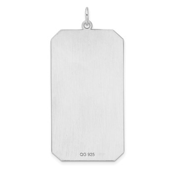 Sterling Silver Rhod-plate Eng. Rect. Polish Front/Satin Back Disc Charm — alternate view