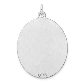 Sterling Silver Rhod-plate Eng. Oval Polish Front/Satin Back Disc Charm — alternate view