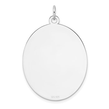 Sterling Silver Rhod-plate Eng. Oval Polish Front/Back Disc Charm — alternate view