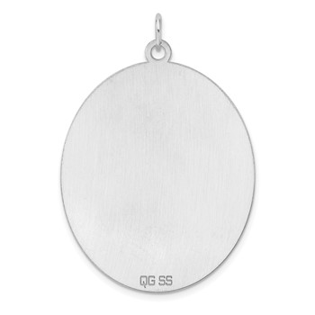 Sterling Silver Rhod-plate Eng. Oval Polish Front/Satin Back Disc Charm — alternate view