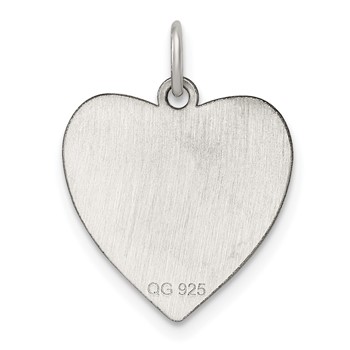 SS Rh-plt Engraveable Heart Polished Front/Satin Back Disc Charm — alternate view