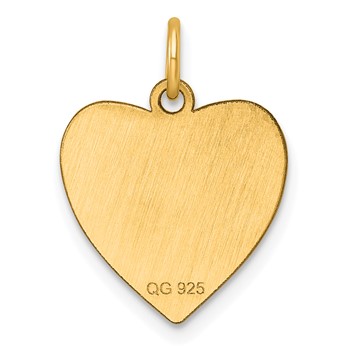 Sterling Silver GP Engraveable Heart Polished Disc Charm — alternate view