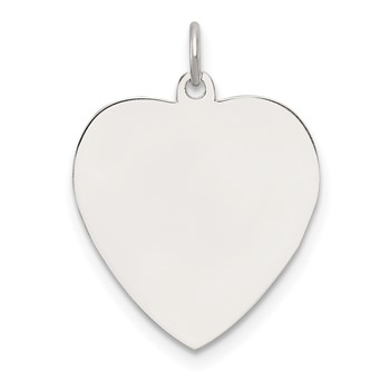 Sterling Silver Rhod-plated Eng. Heart Polish Front/Satin Back Disc Charm