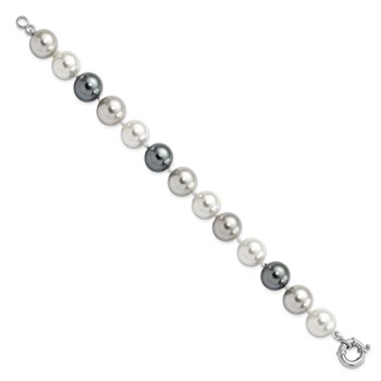 Majestik Sterling Silver Rhodium-plated 12-13mm Multi-color Imitation Shell Pearl Hand-knotted Bracelet — alternate view