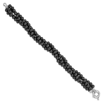 Sterling S Majestik Rh-pl 4 Row 4-5mm Blk Imitat Shell Pearl Twisted Bracel — alternate view