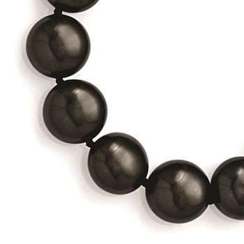 Sterling S Majestik Rh-pl 14-15mm Coin Blk Imitat Shell Pearl CZ Clasp Brac — alternate view