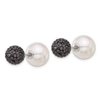 SS Majestik RH-pl Wht 12-13mm Imit Shell Pearl 10-11mm Crystal Earrings — alternate view