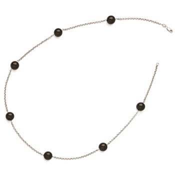 Sterling Silver Majestik 10-11mm Black Shell Bead 7 Station Necklace — alternate view