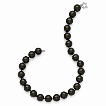 Sterling S Majestik Rh-pl 16-17mm Blk Imitat Shell Pearl Hand Knotted Neckl — alternate view