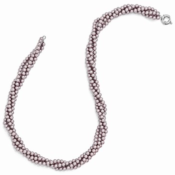 Sterling Silver Majestik 4Row 4-5mm Purple Shell Bead Twist Necklace — alternate view