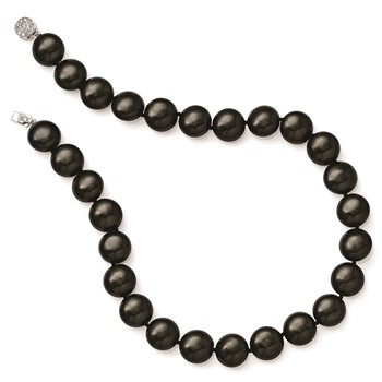 Sterling S Majestik Rh-pl 14-15mm Coin Blk Imitat Shell Pearl w/CZ Clasp Ne — alternate view