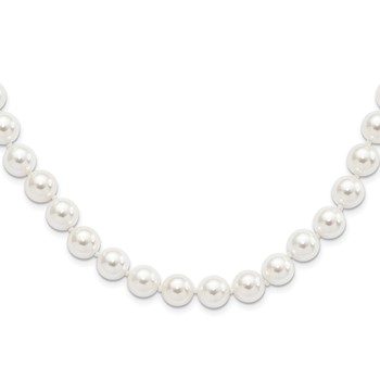 Majestic Sterling Silver Rhodium-plated 10-11mm White Imitation Shell Pearl Hand-knotted Necklace