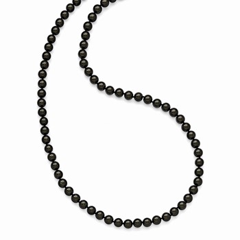 Majestik 10-11mm Black Imitation Shell Pearl Hand Knotted Slip-on Hand-knotted Necklace — alternate view