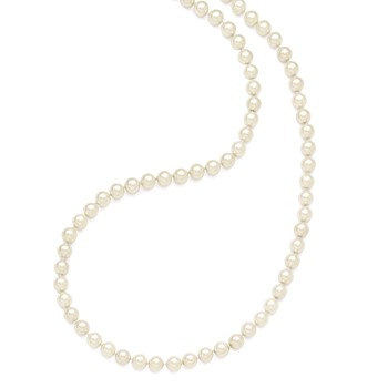 Majestik 10-11mm White Imitation Shell Pearl Hand-knotted Slip-on Necklace — alternate view