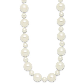 Majestik 7 and 12mm White Imitation Shell Pearl Hand-knotted Slip-on Necklace — alternate view