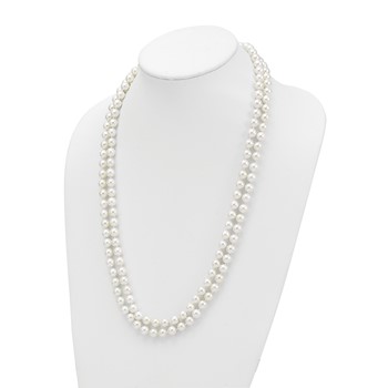 Majestik 8-9mm White Imitation Shell Pearl Hand-knotted Endless Slip-on Necklace — alternate view